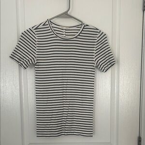 Copper Key Black and White Striped Short Sleeve Tee